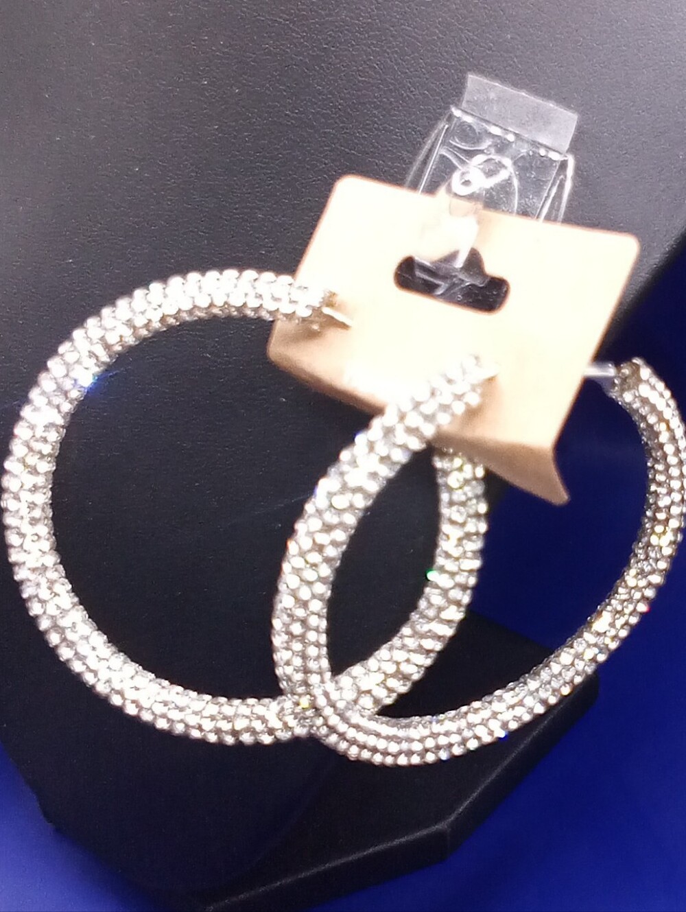 Crystal-Embellished Silver Hoop Earrings - Women Jewelry